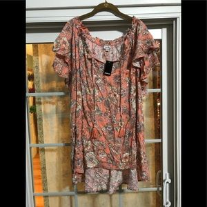 Avenue 30/32 flutter peach shirt NWT
